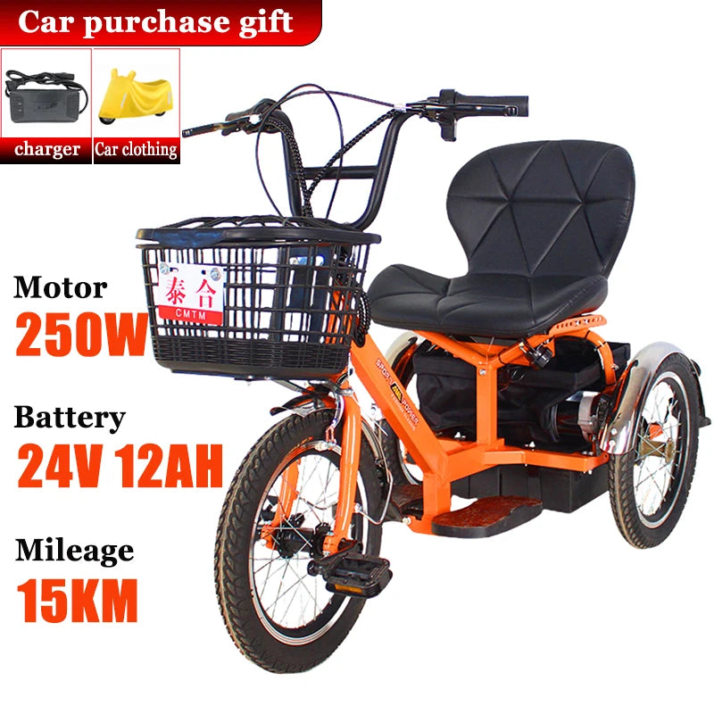 Disabled Commuting Tricycle NEW Small Adult Leisure Light Electric Kick Scooter Elderly Luxury Seat with Basket Electric Bicycle