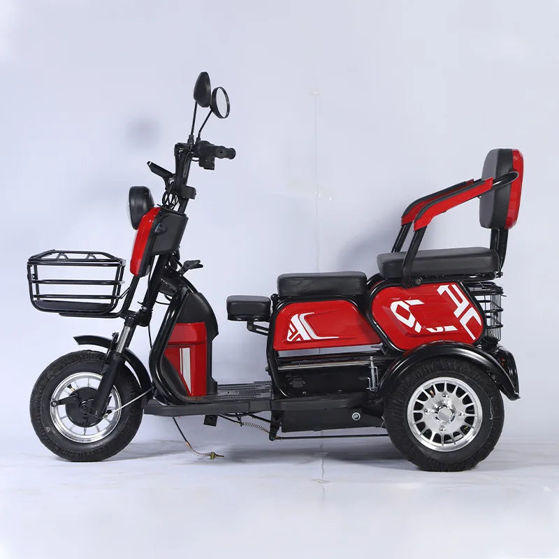 Adult Mini Electric Tricycle Elderly 3wheeler with Basket Disabled Commuting Leisure Comfortable Seat Snow Tire Mobility Scooter