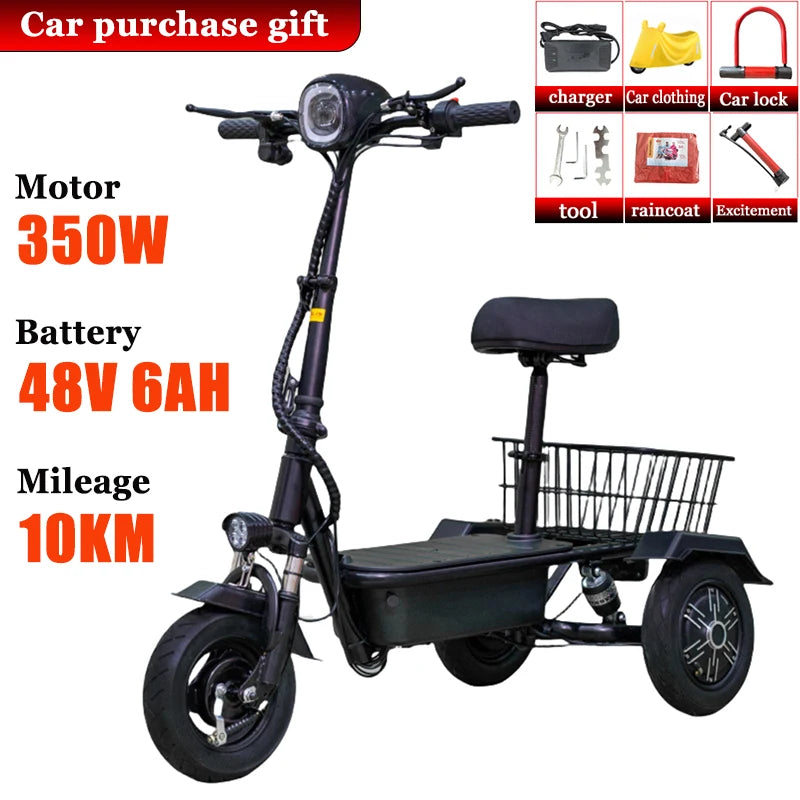 Mini Adult Portable with Basket Electric Scooter Elderly Commuting Electric Tricycle Household Disabled Leisure Electric Bike