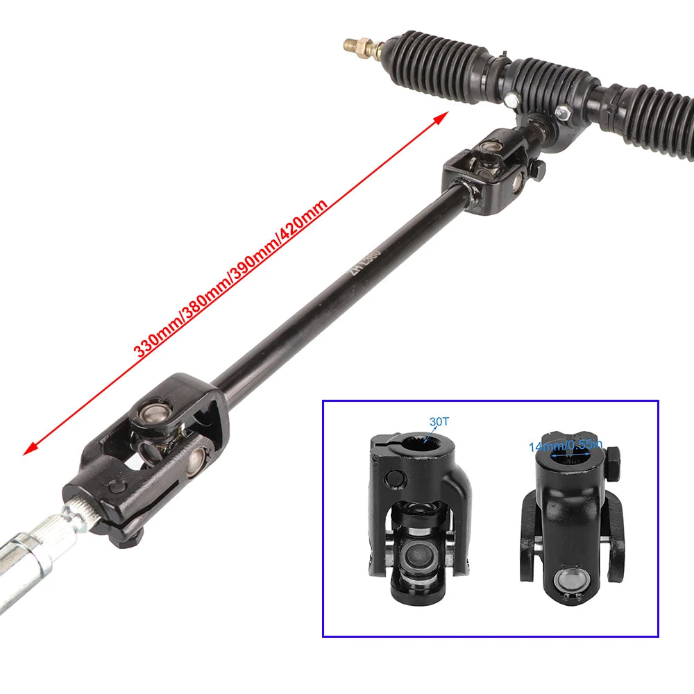 320mm/420mm Front Steering Gear Rack Pinion 30T Adjustable Shaft Tie Rod Kit For 110cc 125cc Quad Go Kart Golf UTV Buggy ATV