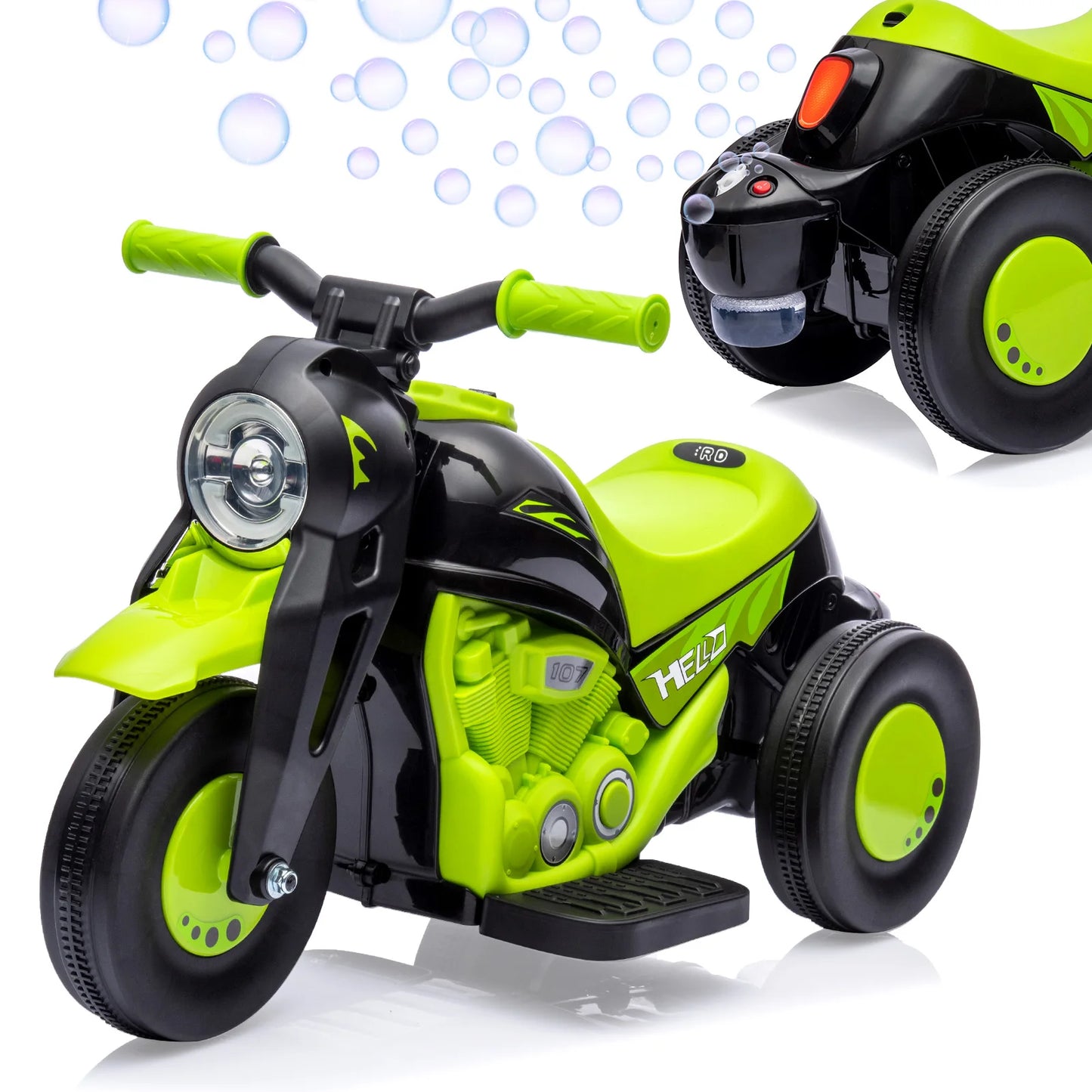 Kids Ride on Bubble Car, 6V Ride on Electric Motorcycle 1.9 MPH, Toddler Motorcycle with Bubble Maker, LED Headlights, Music