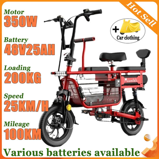 12 Inches Electric Bicycle Anti-theft Leisure Long Life Electric Bike Adult Commuting Removable Lithium Battery Mobility Scooter