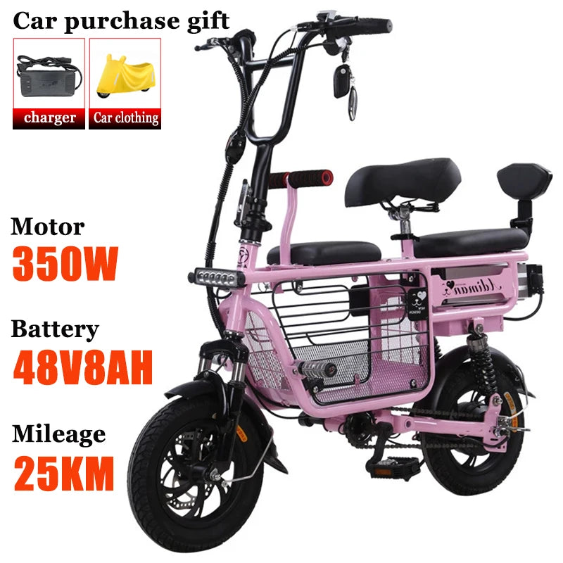 12 Inches Electric Bicycle Anti-theft Leisure Long Life Electric Bike Adult Commuting Removable Lithium Battery Mobility Scooter