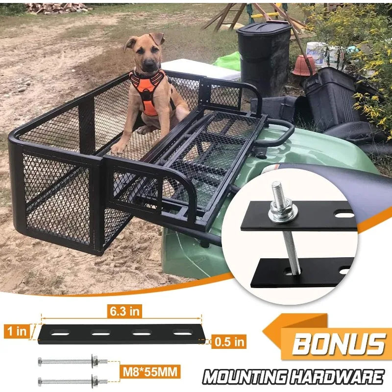ORCISH 14"W x 41"L x 12.5"H Universal ATV/UTV Rear Drop Cargo Basket Rack,Heavy Duty Detachable Steel Luggage Mesh Surface
