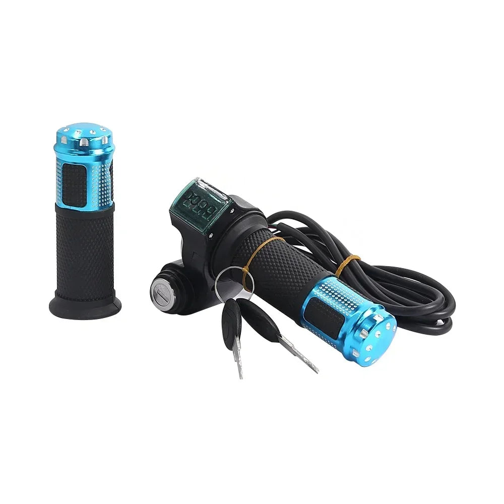 12V-90V Indicator Key Switch for Electric Bike Scooter Electric Throttle Twist Throttle Accelerator with Led Digital Display