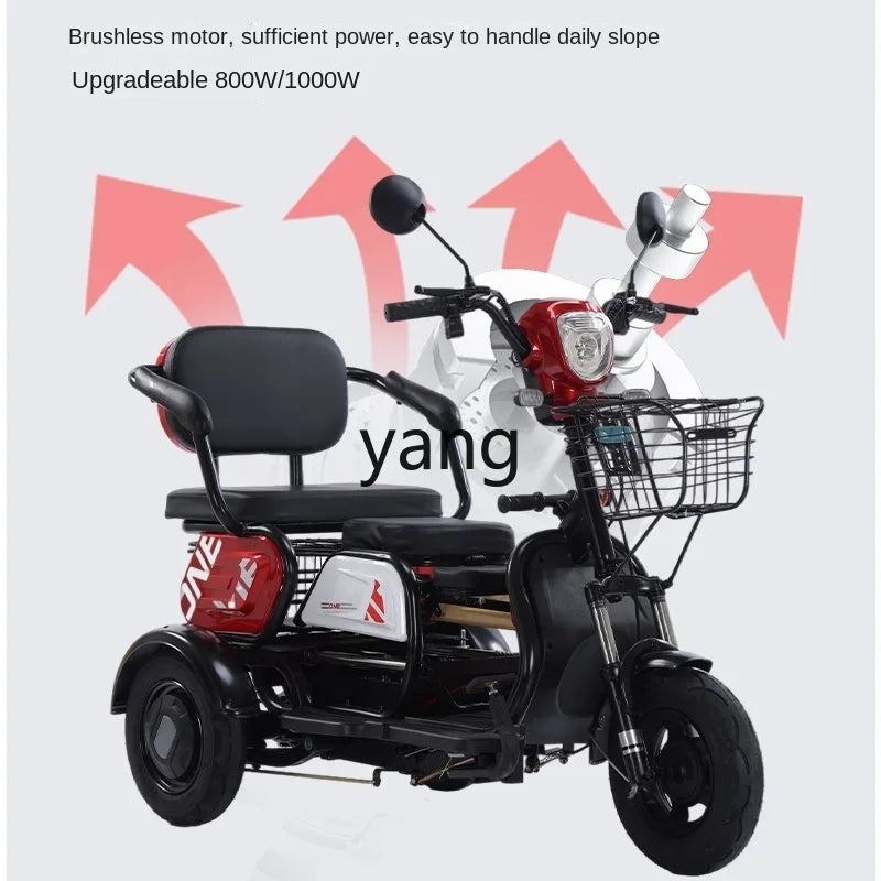 L'm'm electric tricycle household small ladies pick-up scooter parent-child three-person battery car with shed