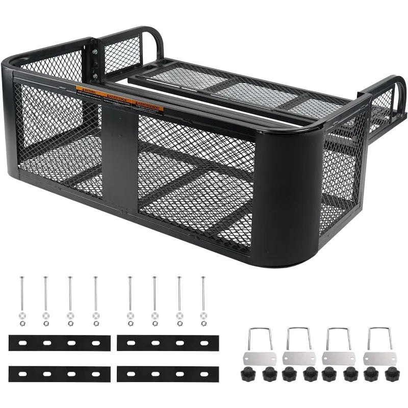 ORCISH 14"W x 41"L x 12.5"H Universal ATV/UTV Rear Drop Cargo Basket Rack,Heavy Duty Detachable Steel Luggage Mesh Surface