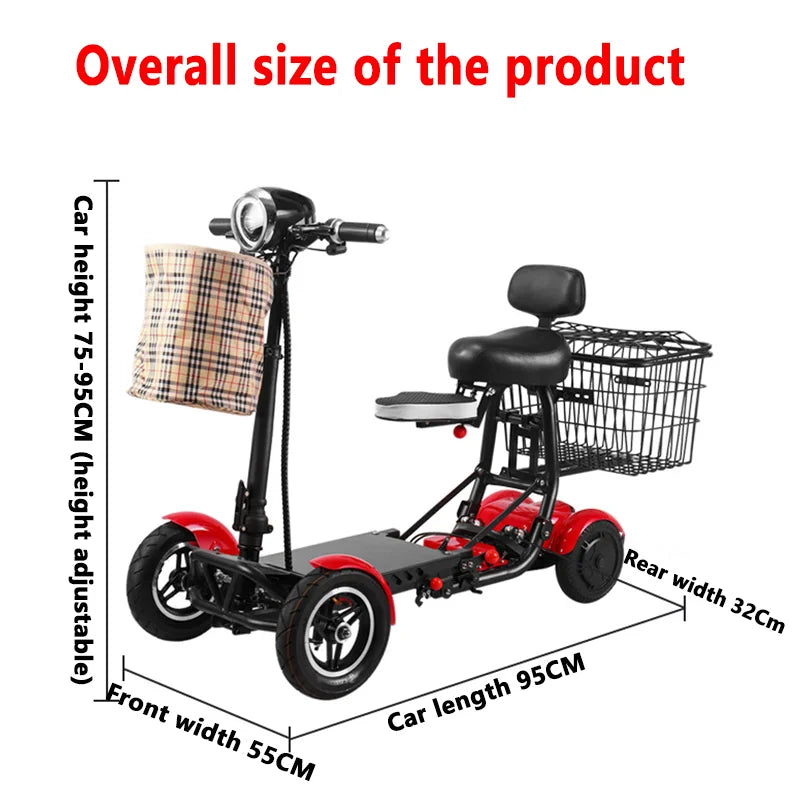 Mini Small Senior Scooter Adult 4Wheel Folding Elderly  Mobility Scooter 36V Removable Lithium Battery Disabled Electric Scooter