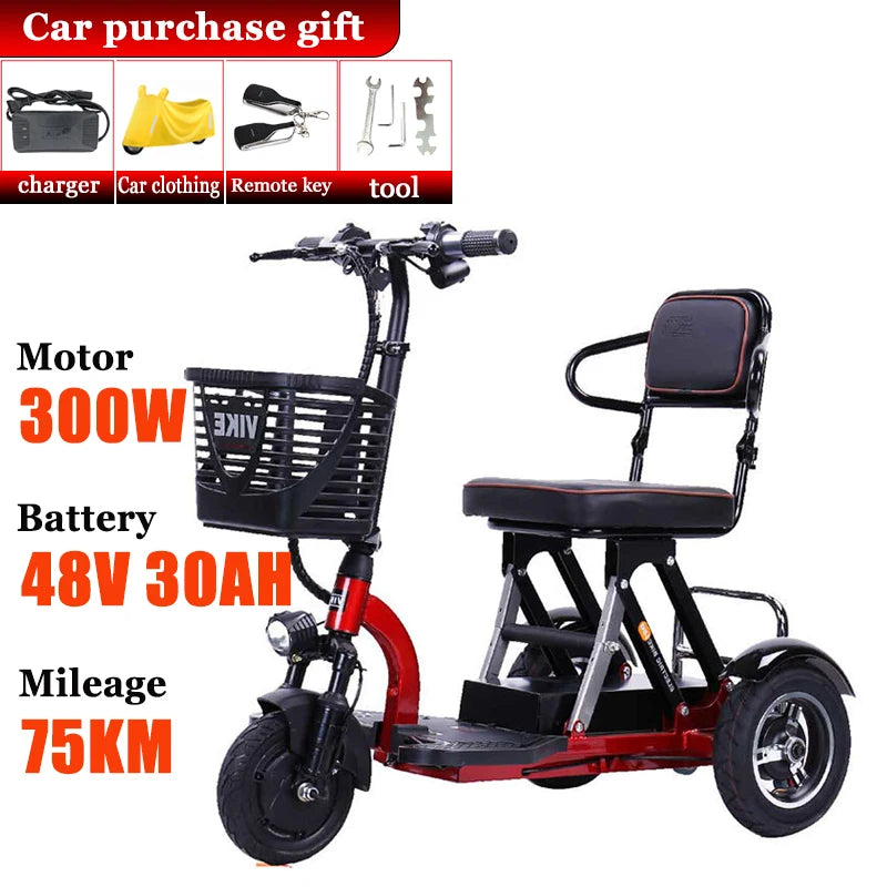 NEW Adult Electric Tricycle 3-Wheeler Disabled Commuting Electric Scooter with Basket Comfortable Seat Elderly Mobility Scooter