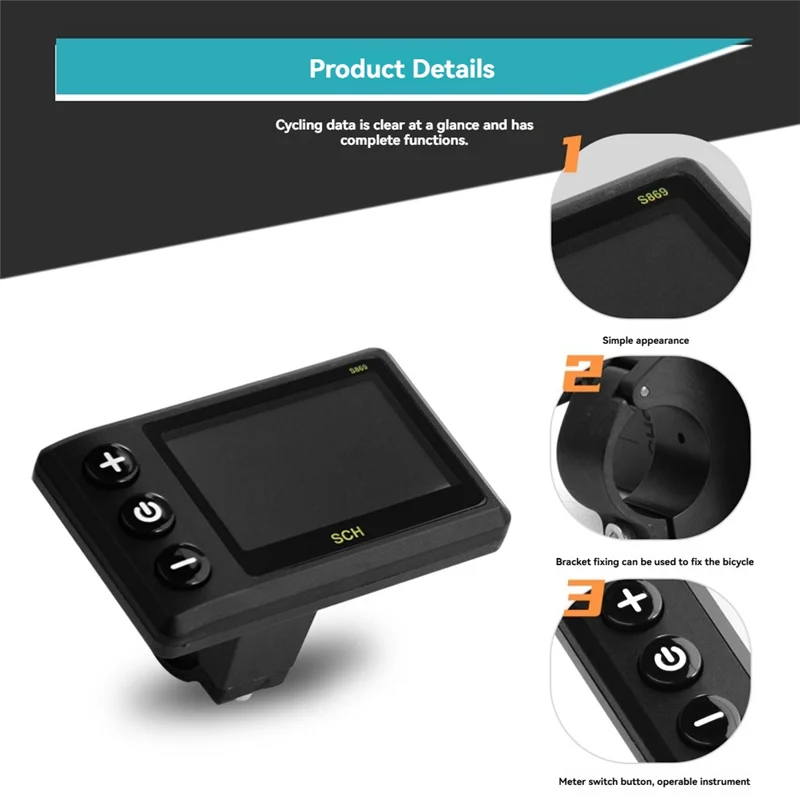 A026-S869 Electric Bicycle LCD Display 24V-72V Electric Scooter LCD Color Meter For Mountain Bike LCD Meter Waterproof 5PIN
