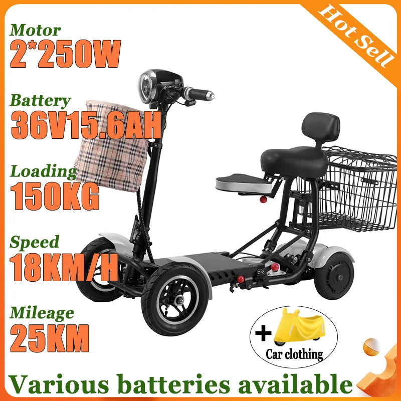 Mini Small Senior Scooter Adult 4Wheel Folding Elderly  Mobility Scooter 36V Removable Lithium Battery Disabled Electric Scooter