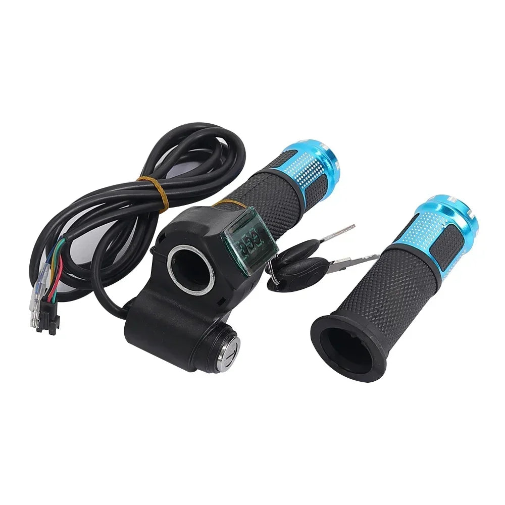 12V-90V Indicator Key Switch for Electric Bike Scooter Electric Throttle Twist Throttle Accelerator with Led Digital Display