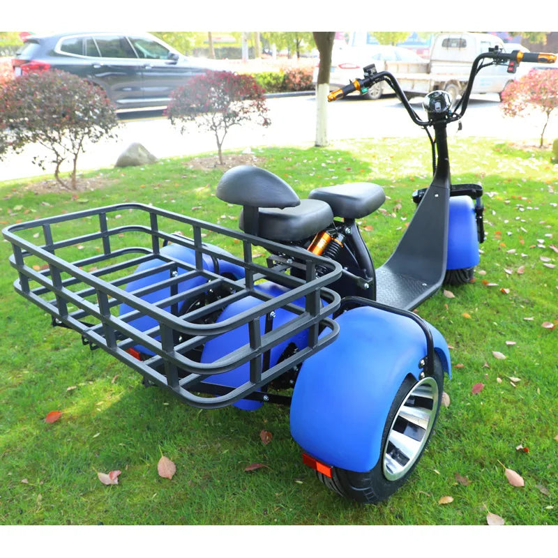 2000W Motor Electric Tricycle Snow Wide Tire Adult Commuting Leisure Mobility Scooter Comfortable Seat Basket Electric Scooter