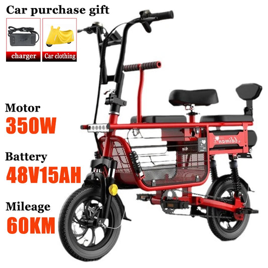 12 Inches Electric Bicycle Anti-theft Leisure Long Life Electric Bike Adult Commuting Removable Lithium Battery Mobility Scooter