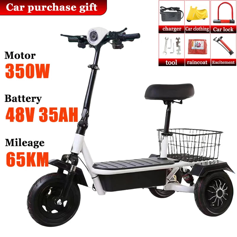 Mini Adult Portable with Basket Electric Scooter Elderly Commuting Electric Tricycle Household Disabled Leisure Electric Bike
