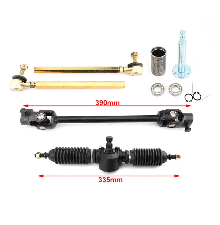 320mm/420mm Front Steering Gear Rack Pinion 30T Adjustable Shaft Tie Rod Kit For 110cc 125cc Quad Go Kart Golf UTV Buggy ATV